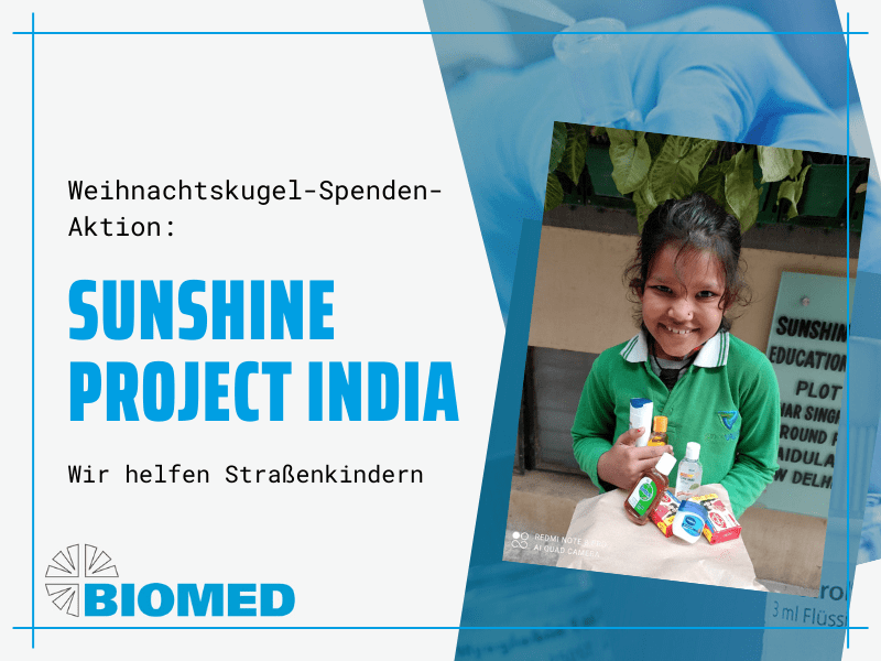 BIOMED spendet an Sunshine Project India